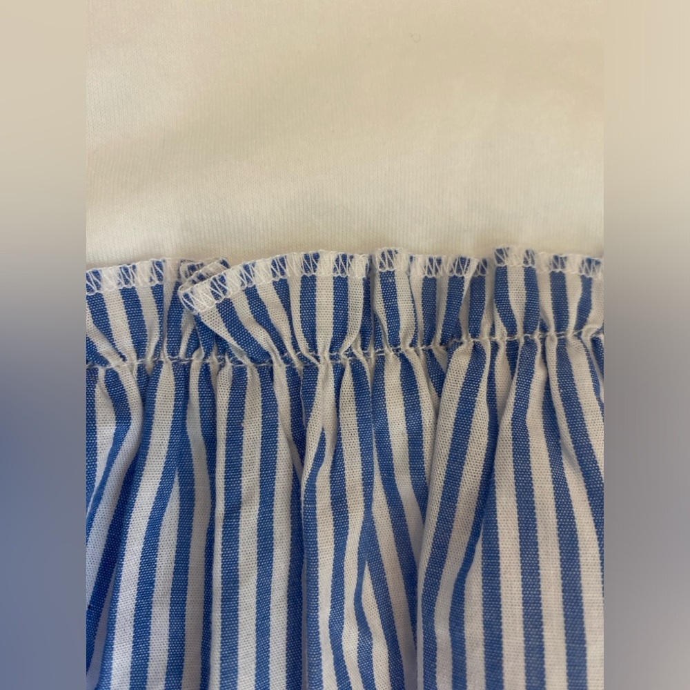 J Crew Blue and White Striped 100% Cotton Peplum T-shirt Tank Size Medium NWT - Picture 12 of 15